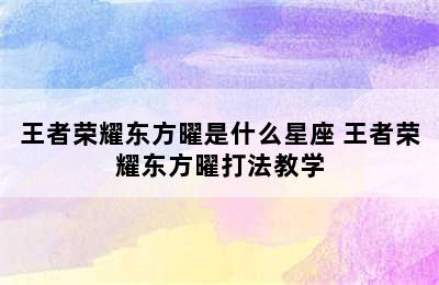 王者荣耀东方曜是什么星座 王者荣耀东方曜打法教学